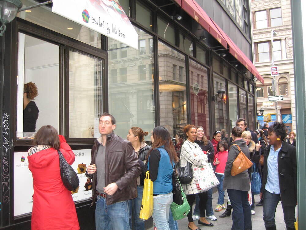 line for Melissa's mini cupcakes