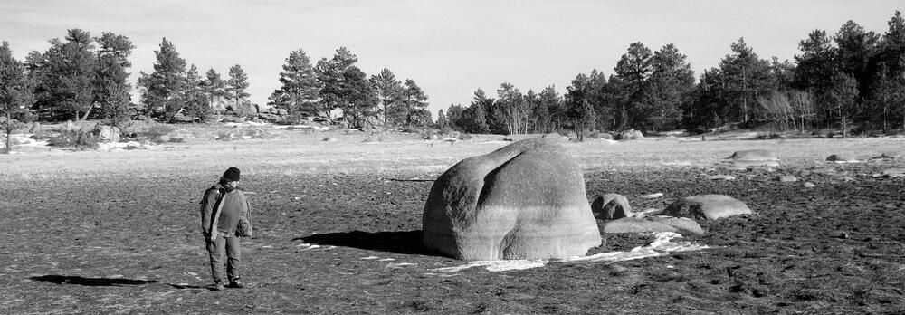 Jonah with rock in Lake Molly