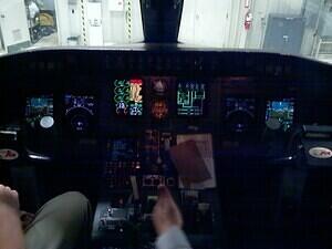 Inside a CRJ inside a hangar