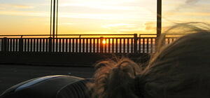 Sunset from a BMW on the Golden Gate
