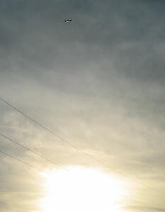 An aeroplane up in the sky.