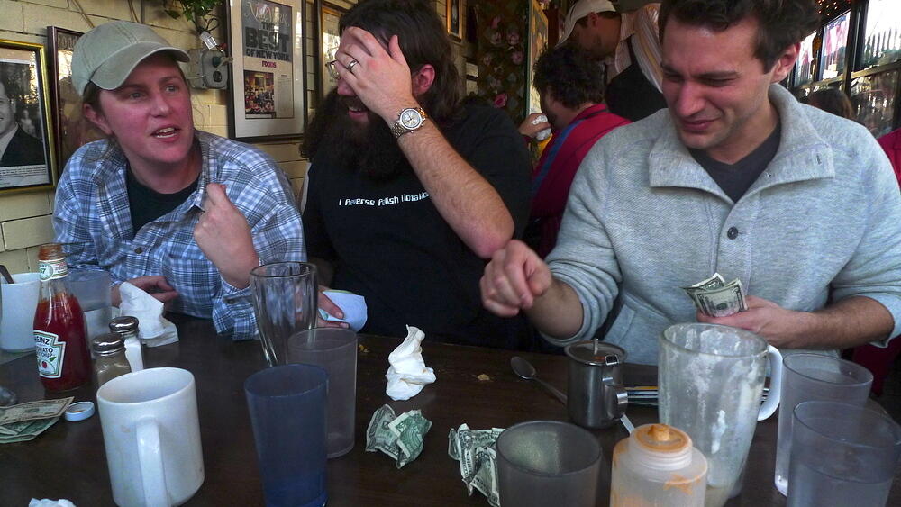 Kelsey demonstrating how Sidney pays