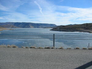 From atop the dam that forms Blue Mesa Reservoir