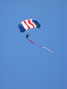 Girl Parachuting with Streamer